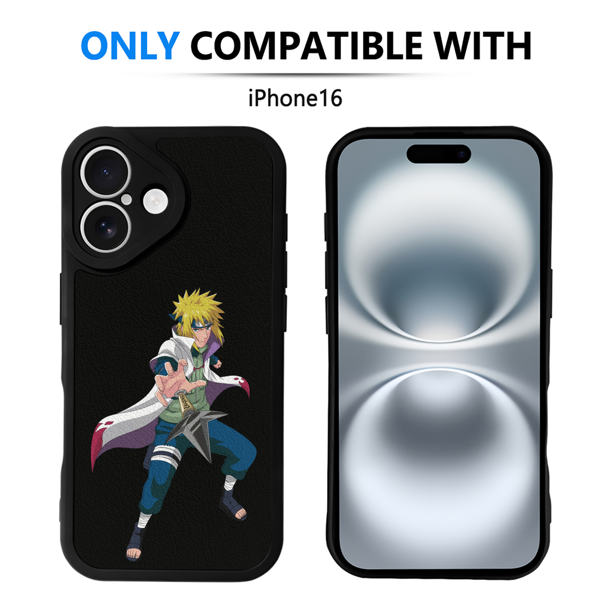 （画像用） NARUTO -ナルト- 波風 ミナト Namikaze Minato 【iPhone 16シリーズ対応】シリコンスマホケース（レザー調） 材質：シリコン